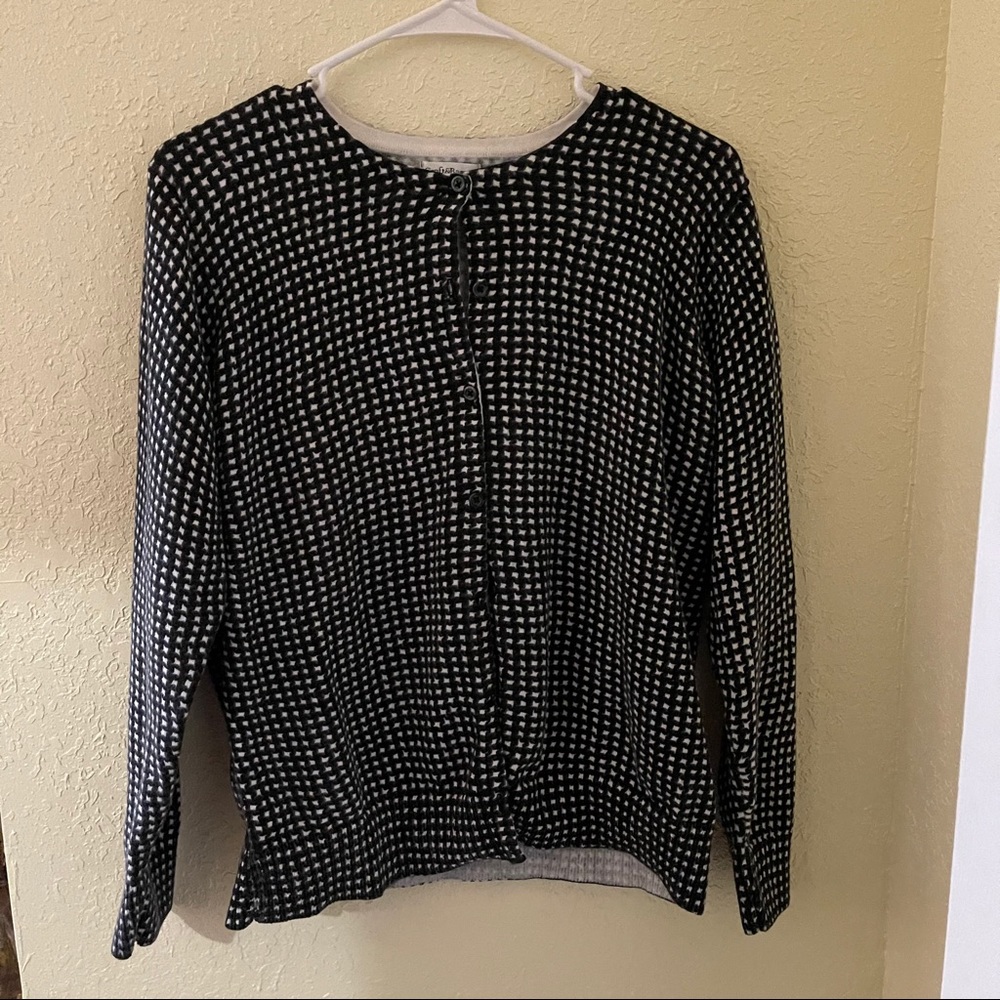 Croft & Barrow black and white button cardigan